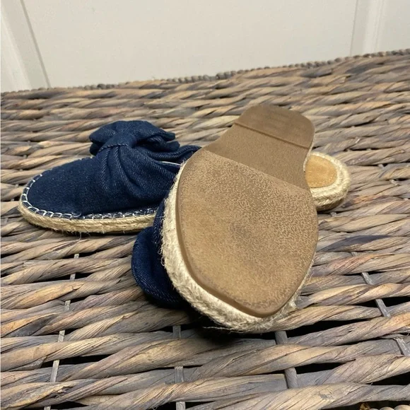 EUC Vintage Havana Candace sz 7.5 women's blue denim mule espadrilles flats mule - Picture 3 of 6